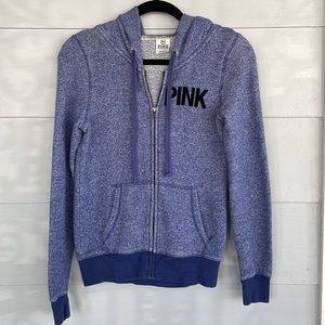 💙 PINK Victoria Secret Full Zip Sweatshirt Blue Size Small